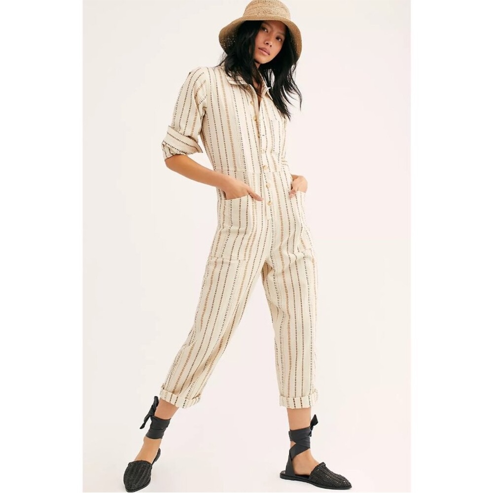 Free People Striped Jumpsuit - M